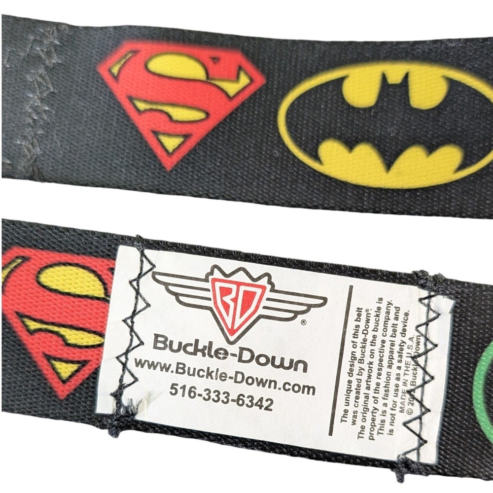 DC Comics by Buckle Down Black Seatbelt Belt Superman Batman Flash Green Lantern - Picture 4 of 9